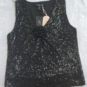 Rachel Zoe Sparkling Black Sequin Tank Top